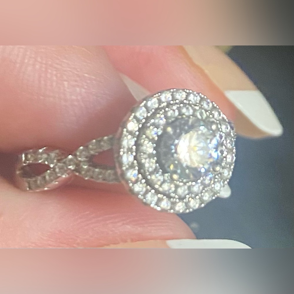 Split Shank Round Frame Swarovski Element Ring In… - image 3